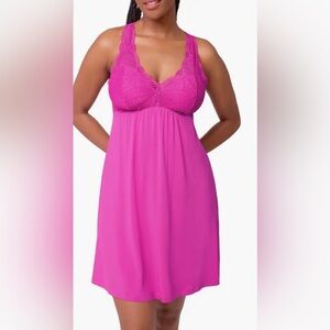 NEW Fleur't Y2K Fairy Coquette Whimsigoth Babydoll Lace Chemise Dress Pink M